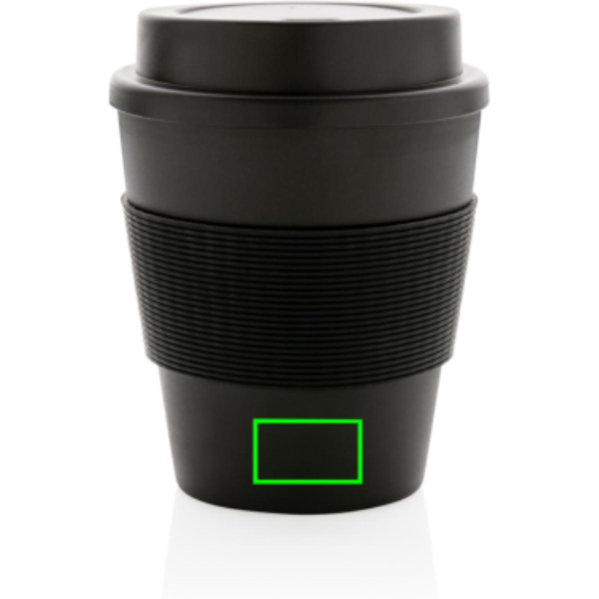 Beker 350ml - PP - met schroefdeksel en siliconen sleeve - Artikel voorzijde onder