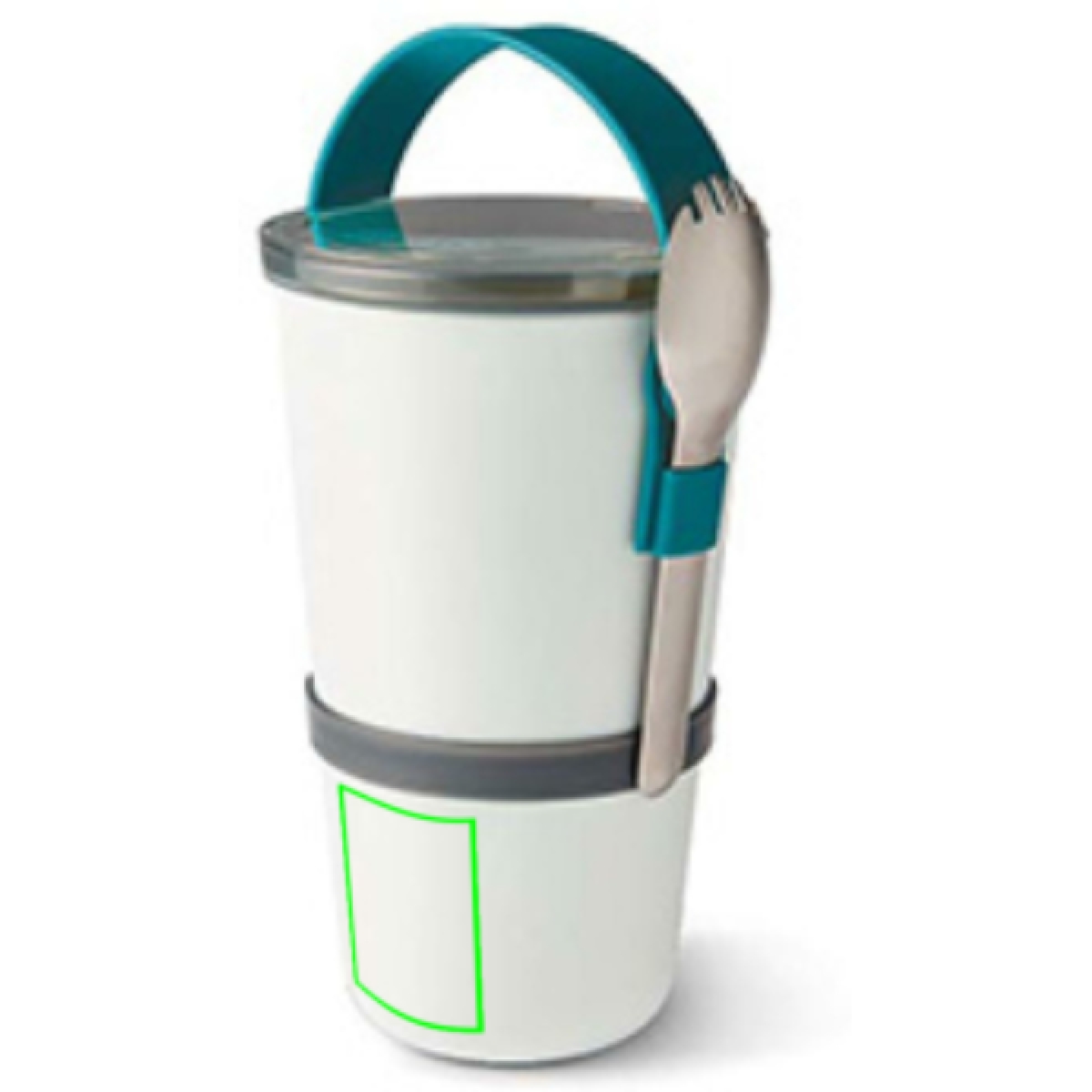 Black+Bum lunchpot - PP - 0,9 L - 2 waterdichte potten - RVS spork - Artikel voorzijde onder