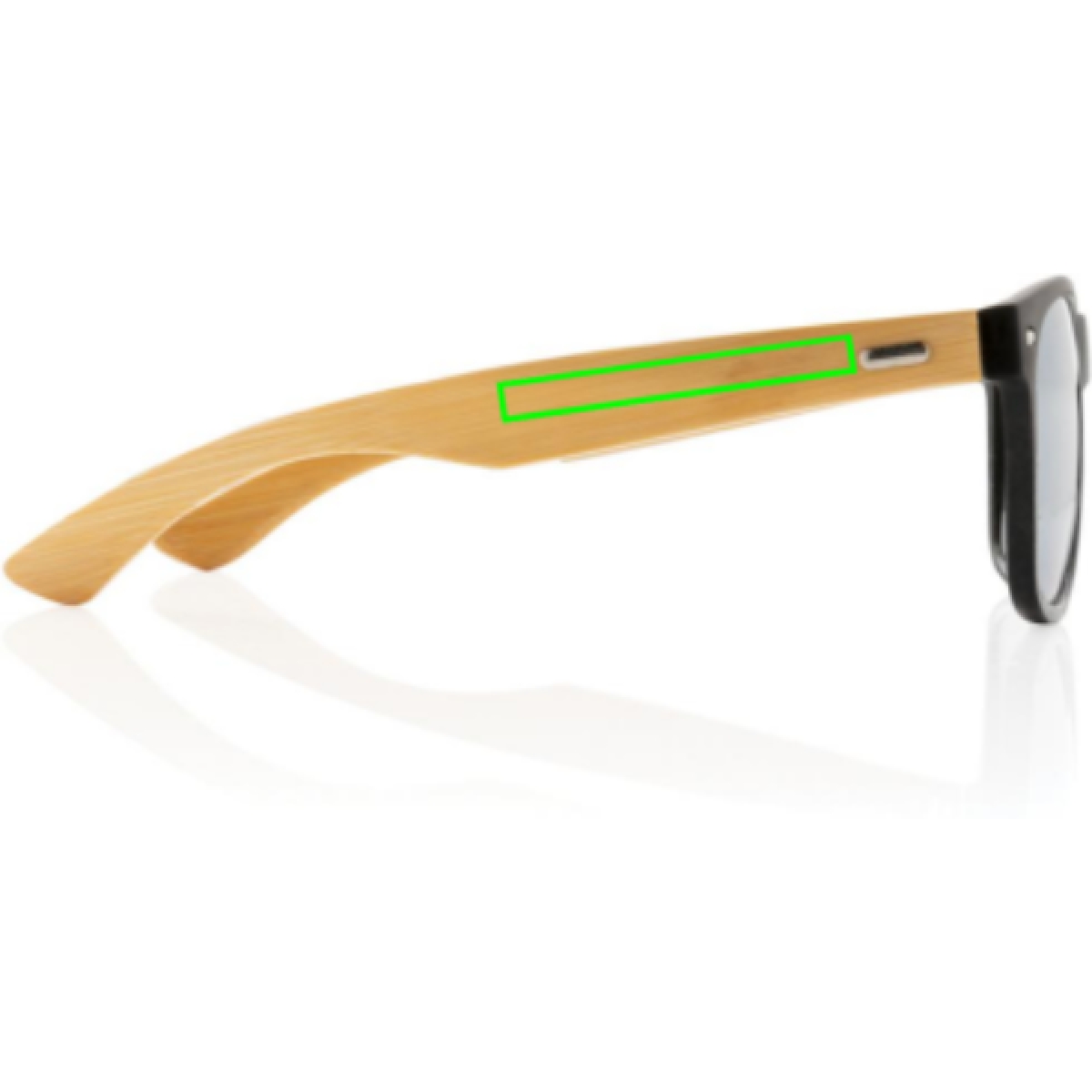 Zonnebril - gerecycled kunststof met FSC® bamboe pootjes - UV400 - FSC® kraft verpakking - Artikel zijkant rechts