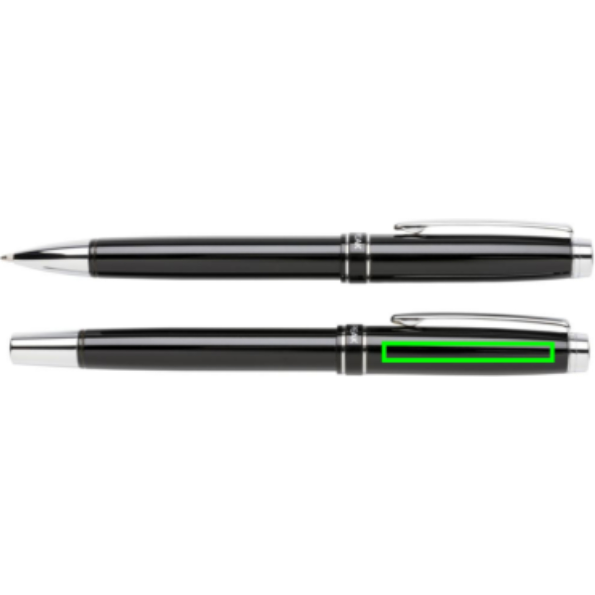 Swiss Peak Heritage pennenset - messing - blauwe inkt - balpen en rollerbalpen - geschenkverpakking - Naast clip