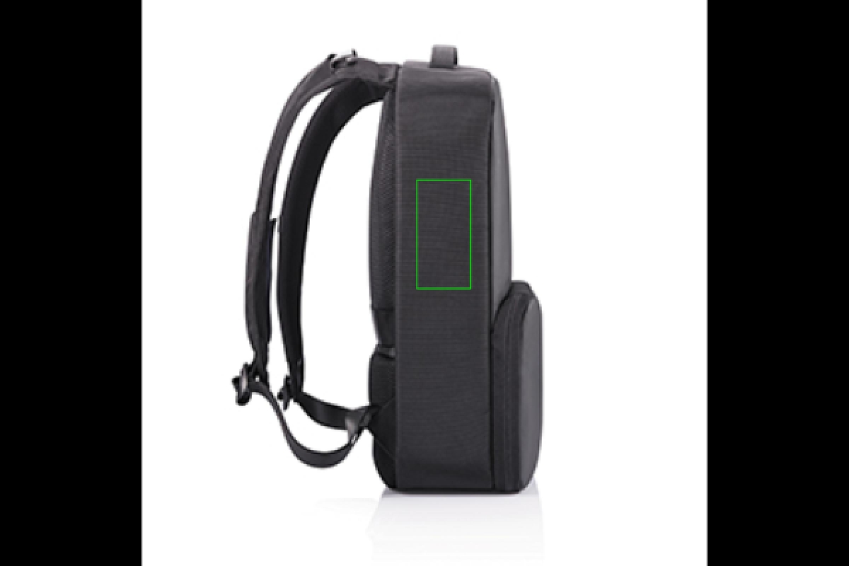 Flex Gym rugzak - 24L - rPET polyester - USB poort - laptopvak - anti diefstal - Artikel zijkant links Flex Gym rugzak - 24L - rPET polyester - USB poort - laptopvak - anti diefstal - Artikel zijkant links