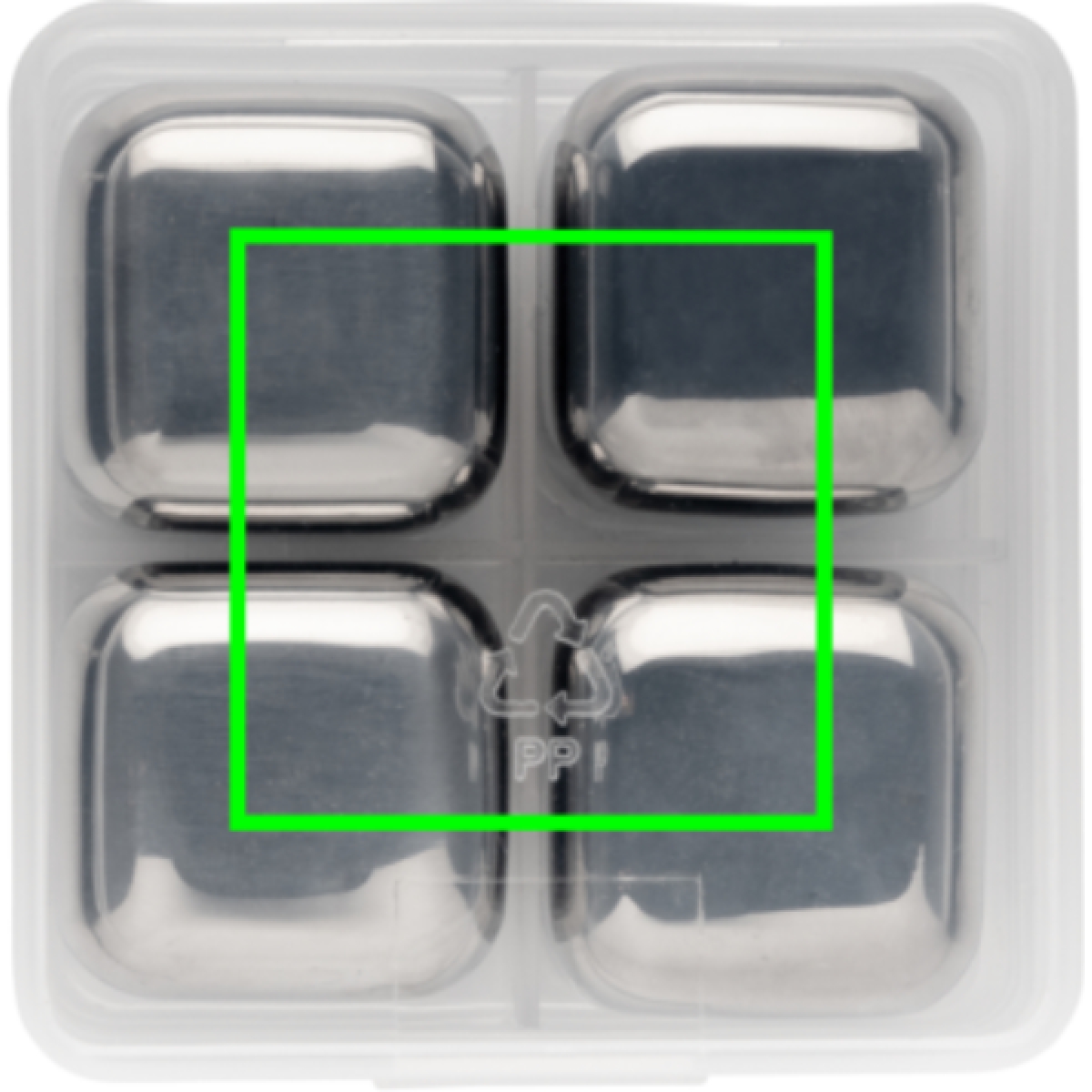 Herbruikbare RVS ijsblokjes 4st - Artikel bovenzijde